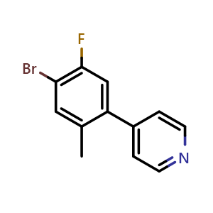 Chemical structure of 4-(4-bromo-5-fluoro-2-methylphenyl)pyridine , CAS 2807469-94-7, AChemBlock X178451