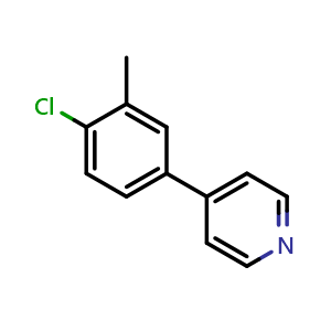 Chemical structure of 4-(4-Chloro-3-methylphenyl)pyridine , CAS 1214339-01-1, AChemBlock X178454