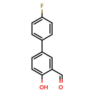 Chemical structure of 4-(4-Fluorophenyl)-2-formylphenol , CAS 847754-82-9, AChemBlock X178457