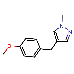 Chemical structure of 4-(4-methoxybenzyl)-1-methyl-1H-pyrazole , CAS 2484889-19-0, AChemBlock X178458
