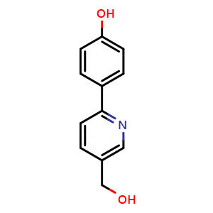 Chemical structure of 4-(5-(Hydroxymethyl)pyridin-2-yl)phenol , CAS 2734776-57-7, AChemBlock X178461