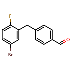 Chemical structure of 4-(5-bromo-2-fluorobenzyl)benzaldehyde , CAS 2504203-99-8, AChemBlock X178467