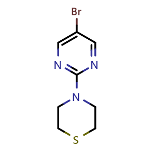 Chemical structure of 4-(5-Bromopyrimidin-2-yl)thiomorpholine , CAS 1341761-16-7, AChemBlock X178469
