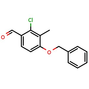 Chemical structure of 4-(Benzyloxy)-2-chloro-3-methylbenzaldehyde , CAS 2764729-50-0, AChemBlock X178492