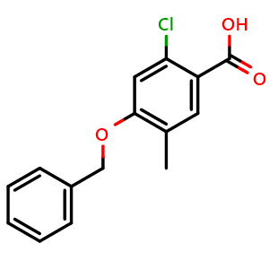 Chemical structure of 4-(Benzyloxy)-2-chloro-5-methylbenzoic acid , CAS 2764731-91-9, AChemBlock X178497