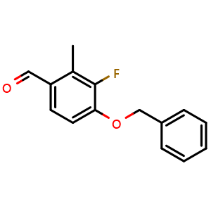 Chemical structure of 4-(Benzyloxy)-3-fluoro-2-methylbenzaldehyde , CAS 2586126-28-3, AChemBlock X178518