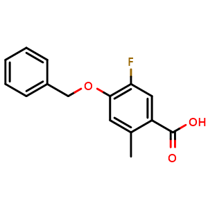 Chemical structure of 4-(Benzyloxy)-5-fluoro-2-methylbenzoic acid , CAS 2734777-72-9, AChemBlock X178533