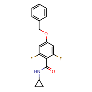 Chemical structure of 4-(benzyloxy)-N-cyclopropyl-2,6-difluorobenzamide , CAS 2764730-52-9, AChemBlock X178535