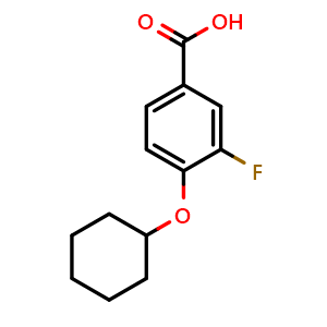 Chemical structure of 4-(cyclohexyloxy)-3-fluoro-benzoic acid , CAS 163419-03-2, AChemBlock X178544