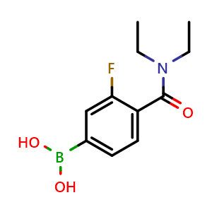 Chemical structure of 4-(Diethylcarbamoyl)-3-fluorophenylboronic acid , CAS 874289-14-2, AChemBlock X178547