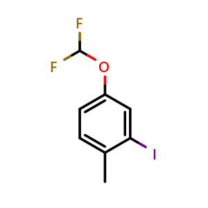 Chemical structure of 4-(Difluoromethoxy)-2-iodo-1-methylbenzene , CAS 1261453-69-3, AChemBlock X178549