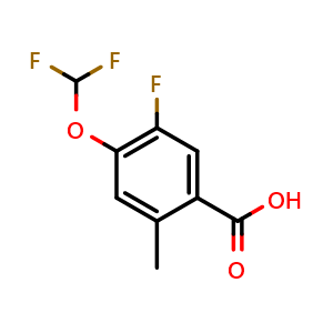 Chemical structure of 4-(Difluoromethoxy)-5-fluoro-2-methylbenzoic acid , CAS 2091060-81-8, AChemBlock X178550