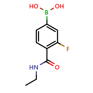 Chemical structure of 4-(Ethylcarbamonyl)-3-fluorophenylboronic acid , CAS 874289-12-0, AChemBlock X178554