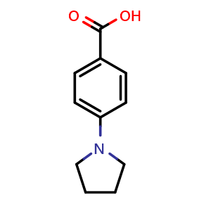Chemical structure of 4-(Pyrrolidin-1-yl)benzoic acid , CAS 22090-27-3, AChemBlock X178572