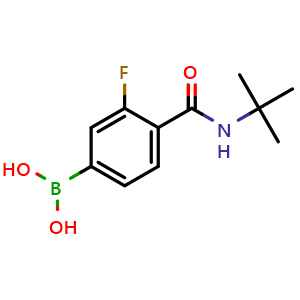 Chemical structure of 4-(tert-Butylcarbamoyl)-3-fluorophenylboronic acid , CAS 874289-18-6, AChemBlock X178573
