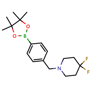 Chemical structure of 4,4-difluoro-1-(4-(4,4,5,5-tetramethyl-1,3,2-dioxaborolan-2-yl)benzyl)piperidine , CAS 1206594-03-7, AChemBlock X178591