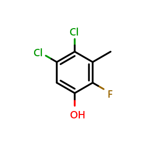 Chemical structure of 4,5-Dichloro-2-fluoro-3-methylphenol , CAS 2432849-02-8, AChemBlock X178605