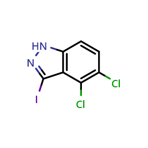 Chemical structure of 4,5-Dichloro-3-iodo-1H-indazole , CAS 2586127-25-3, AChemBlock X178608
