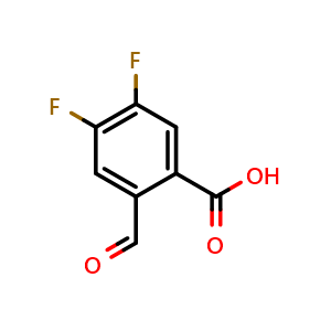 Chemical structure of 4,5-Difluoro-2-formylbenzoic acid , CAS 1374150-50-1, AChemBlock X178609