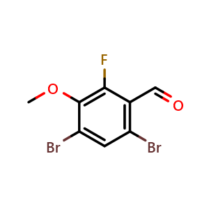 Chemical structure of 4,6-Dibromo-2-fluoro-3-methoxybenzaldehyde , CAS 2413441-14-0, AChemBlock X178619
