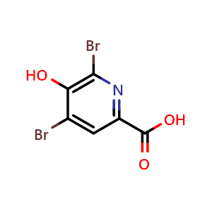 Chemical structure of 4,6-Dibromo-5-hydroxypicolinic acid , CAS 64354-26-3, AChemBlock X178627