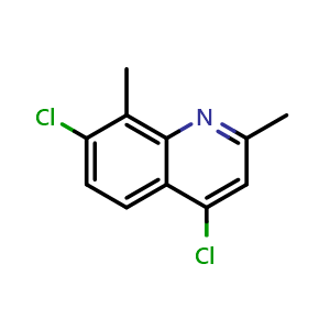Chemical structure of 4,7-dichloro-2,8-dimethylquinoline , CAS 21728-15-4, AChemBlock X178634