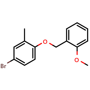 Chemical structure of 4-Bromo-1-((2-methoxybenzyl)oxy)-2-methylbenzene , CAS 1271649-32-1, AChemBlock X178662