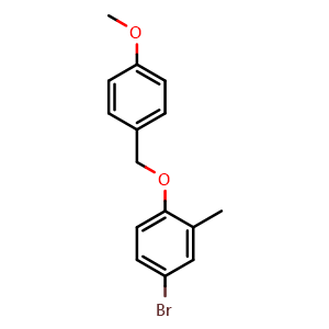 Chemical structure of 4-Bromo-1-((4-methoxybenzyl)oxy)-2-methylbenzene , CAS 1282915-54-1, AChemBlock X178663