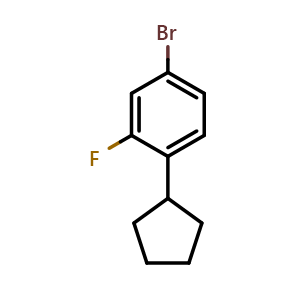 Chemical structure of 4-Bromo-1-cyclopentyl-2-fluorobenzene , CAS 1776923-64-8, AChemBlock X178678