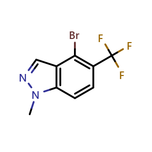 Chemical structure of 4-Bromo-1-methyl-5-(trifluoromethyl)-1H-indazole , CAS 2734778-45-9, AChemBlock X178697