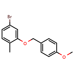 Chemical structure of 4-Bromo-2-((4-methoxybenzyl)oxy)-1-methylbenzene , CAS 1207956-22-6, AChemBlock X178700