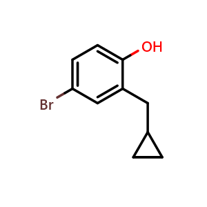 Chemical structure of 4-Bromo-2-(cyclopropylmethyl)phenol , CAS 1243462-31-8, AChemBlock X178706