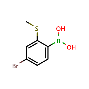 Chemical structure of 4-Bromo-2-(methylthio)phenylboronic acid , CAS 2395901-49-0, AChemBlock X178712
