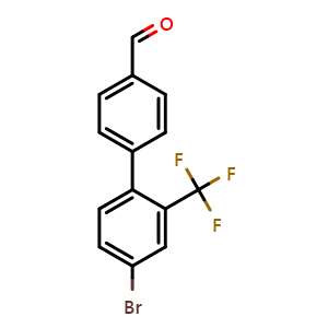 Chemical structure of 4'-Bromo-2'-(trifluoromethyl)-[1,1'-biphenyl]-4-carbaldehyde , CAS 2755723-31-8, AChemBlock X178715