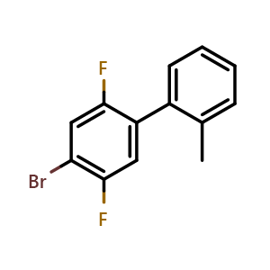 Chemical structure of 4-Bromo-2,5-difluoro-2'-methyl-1,1'-biphenyl , CAS 2734773-96-5, AChemBlock X178729