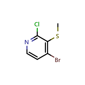 Chemical structure of 4-Bromo-2-chloro-3-(methylsulfanyl)pyridine , CAS 2386938-99-2, AChemBlock X178740