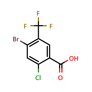 Chemical structure of 4-Bromo-2-chloro-5-(trifluoromethyl)benzoic acid , CAS 2092139-72-3, AChemBlock X178741
