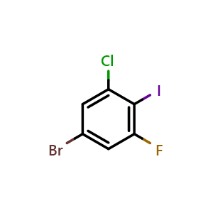 Chemical structure of 4-Bromo-2-chloro-6-fluoroiodobenzene , CAS 83027-73-0, AChemBlock X178747