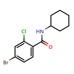 Chemical structure of 4-Bromo-2-chloro-N-cyclohexylbenzamide , CAS 1456371-43-9, AChemBlock X178748