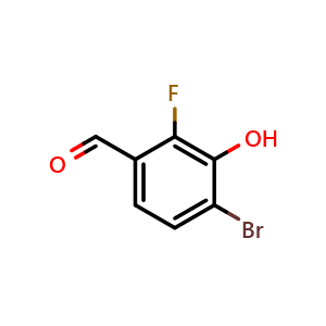 Chemical structure of 4-Bromo-2-fluoro-3-hydroxybenzaldehyde , CAS 1805027-41-1, AChemBlock X178767