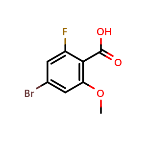 Chemical structure of 4-Bromo-2-fluoro-6-methoxybenzoic acid , CAS 1472104-49-6, AChemBlock X178781