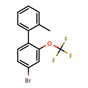 Chemical structure of 4-Bromo-2'-methyl-2-(trifluoromethoxy)-1,1'-biphenyl , CAS 2807454-43-7, AChemBlock X178799