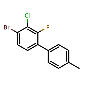 Chemical structure of 4-Bromo-3-chloro-2-fluoro-4'-methyl-1,1'-biphenyl , CAS 2764732-20-7, AChemBlock X178820