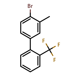 Chemical structure of 4'-Bromo-3'-methyl-2-(trifluoromethyl)-1,1'-biphenyl , CAS 2734773-56-7, AChemBlock X178837