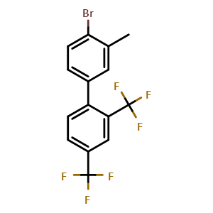 Chemical structure of 4'-Bromo-3'-methyl-2,4-bis(trifluoromethyl)-1,1'-biphenyl , CAS 2734773-57-8, AChemBlock X178838