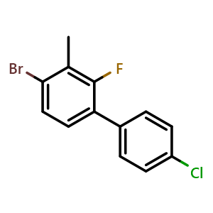 Chemical structure of 4-Bromo-4'-chloro-2-fluoro-3-methyl-1,1'-biphenyl , CAS 2764728-29-0, AChemBlock X178841