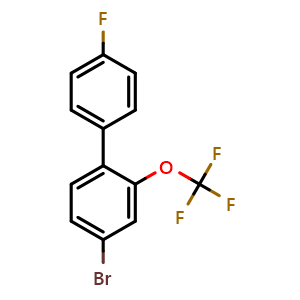 Chemical structure of 4-Bromo-4'-fluoro-2-(trifluoromethoxy)-1,1'-biphenyl , CAS 2807454-62-0, AChemBlock X178843