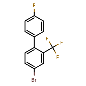 Chemical structure of 4-Bromo-4'-fluoro-2-(trifluoromethyl)-1,1'-biphenyl , CAS 2755723-38-5, AChemBlock X178844