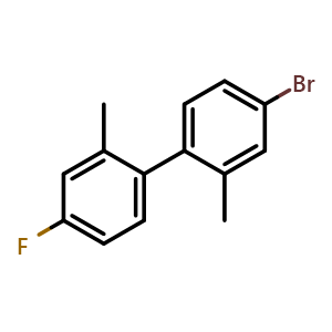 Chemical structure of 4-Bromo-4'-fluoro-2,2'-dimethyl-1,1'-biphenyl , CAS 2734775-09-6, AChemBlock X178845