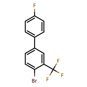 Chemical structure of 4-bromo-4'-fluoro-3-(trifluoromethyl)-1,1'-biphenyl , CAS 1343404-90-9, AChemBlock X178847